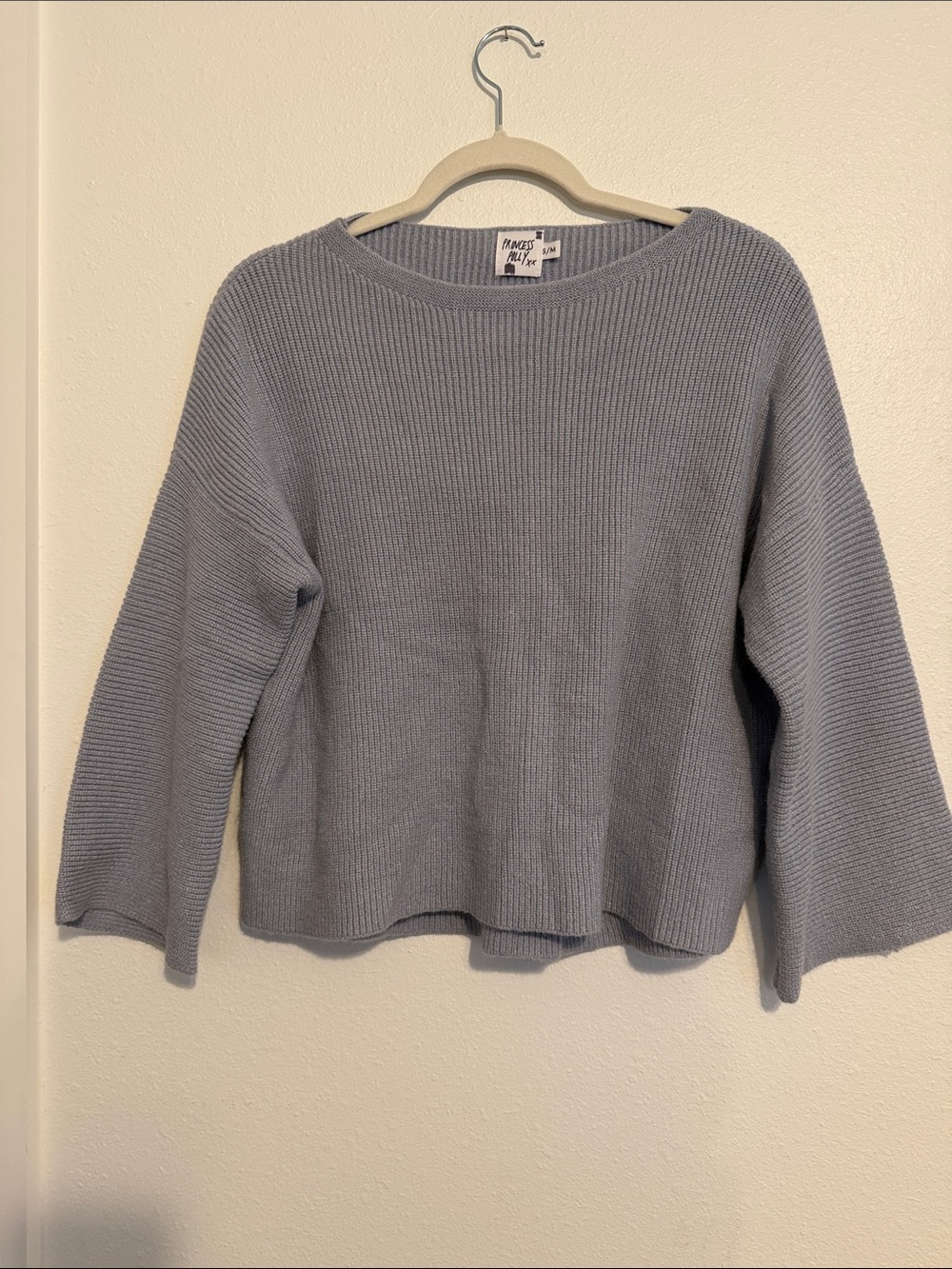 Princess Polly Light Gray Ribbed Crewneck Sweater